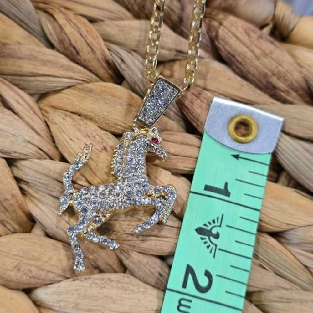 Gold over CZ Horse Pendant on 20" Necklace